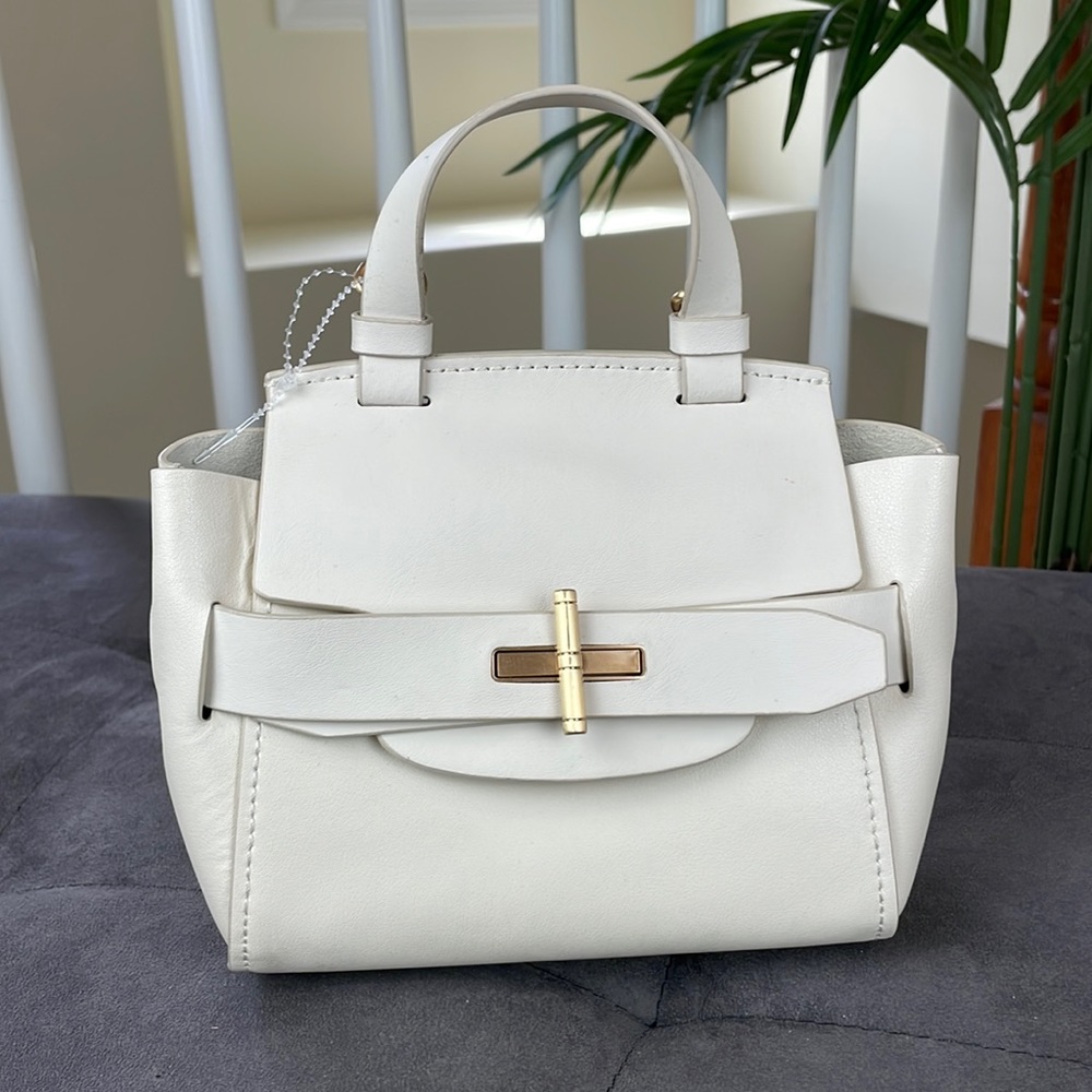 ZAC POSEN ~ Brigette Belted Leather Handbag ~ Swan ~ NWT!